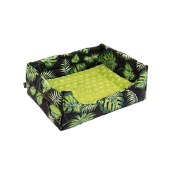 Rechteckiges Kuschelbett mit abnehmbarem, wasserdichtem Kissen - Blätter auf schwarzem Hintergrund XXL