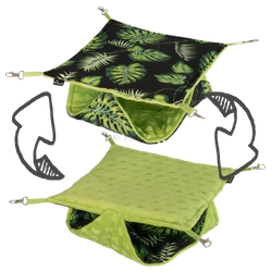 Etagenhängematte mit Wabenstruktur - Blätter auf schwarzem Hintergrund