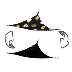 Schwarze Hängematte mit Meerschwinchenmotiv für Kleintiere