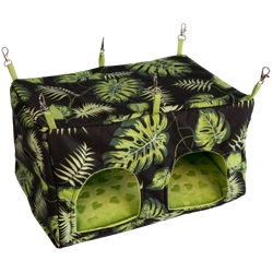 Doppelhaus mit gepolstertem Boden und wasserdichtem Kissen - schwarz in Blättern