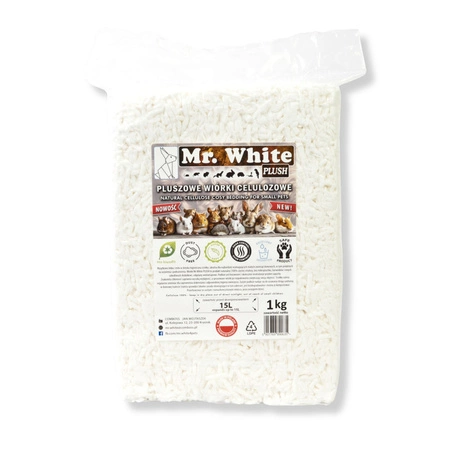 Mr. White Flauschige Zellulose-Späne PLUSH 1kg – Perfektes Einstreu für Kleintiere