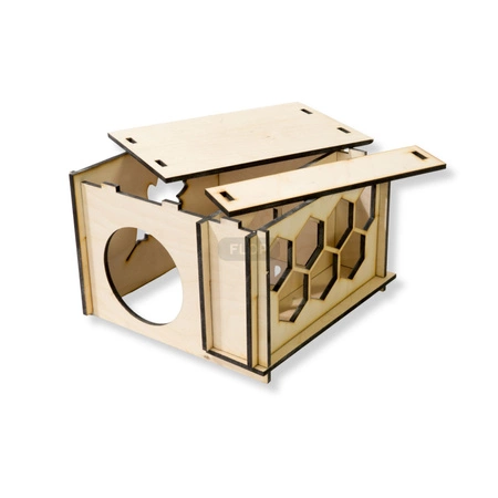 FLOP Kleintierhaus mit zweiseitigem Futterautomaten
