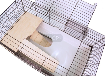 Doppelkäfig 100 x 55 x 93cm - graue Schalen, silberne Gittern