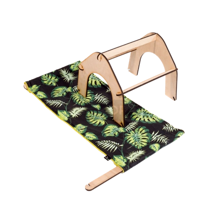 Zelt mit Textilbezug für Kleintiere - Blätter auf schwarzem Hintergrund