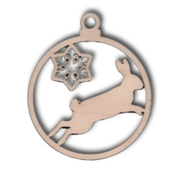 Weihnachtsanhänger mit Kaninchen – Kollektion 2025, aus Holzsperrholz