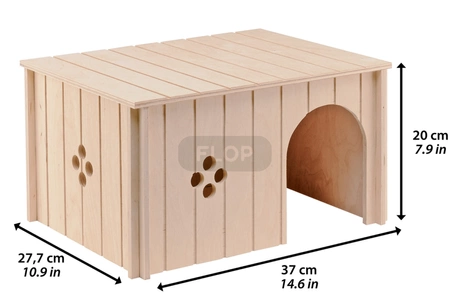 Niedliches gestreiftes XL-Kleintierhaus aus Holz