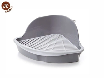 Graue Ecktoilette für Kleintiere mit Kunststoffgitter