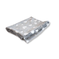 Fleece-Decke XL grau mit Herzen 75×50 cm – für Kaninchen, Meerschweinchen, Chinchillas, Ratten und afrikanische Igel