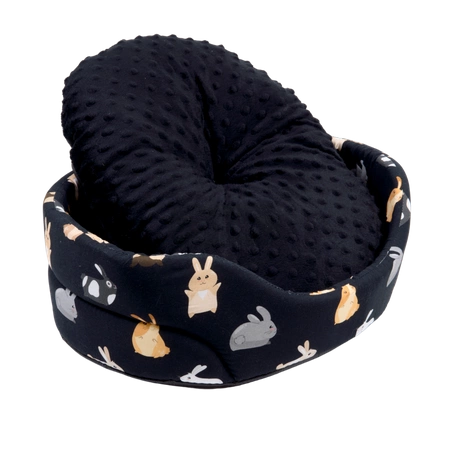 Großes Kuschelbett mit abnehmbarem Kissen mit Hasenmotiv