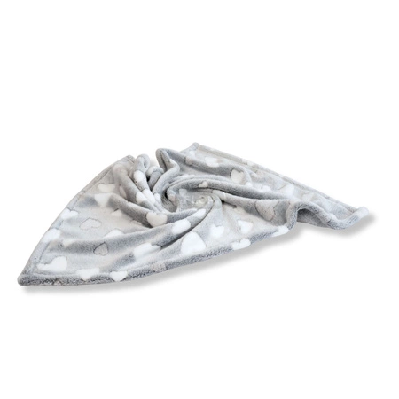 Fleece-Decke XL grau mit Herzen 75×50 cm – für Kaninchen, Meerschweinchen, Chinchillas, Ratten und afrikanische Igel