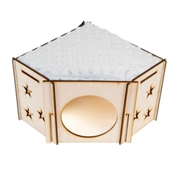 Sternchen-Eckhaus mit einem grauem Kissen auf dem Dach