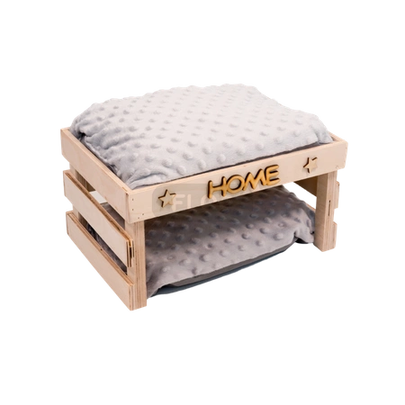 Schachtelhaus mit wasserdichten Kissen aus grauem Minky-Fleece für Kleintiere