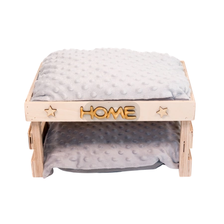 Schachtelhaus mit wasserdichten Kissen aus grauem Minky-Fleece für Kleintiere