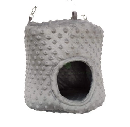 Rundes Schwebehaus aus grauem Minky-Fleece