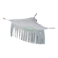 Eckhängematte mit Fransen aus grauem Minky-Fleece