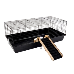 Rampe/Treppe zum Verlassen des Käfigs mit Futternapf und Abdeckung