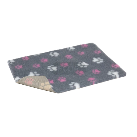 VetBed Original Non-Slip S - grau mit rosa und weißen Pfoten