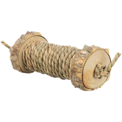 Spielrolle aus Seegras und Holz für Kleintiere