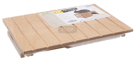 Niedliches gestreiftes XL-Kleintierhaus aus Holz