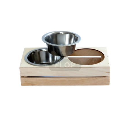 Esstisch aus Holz mit Edelstahlnäpfen 2x220ml für Kleintiere