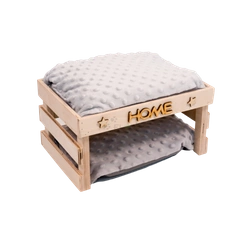 Schachtelhaus mit wasserdichten Kissen aus grauem Minky-Fleece für Kleintiere