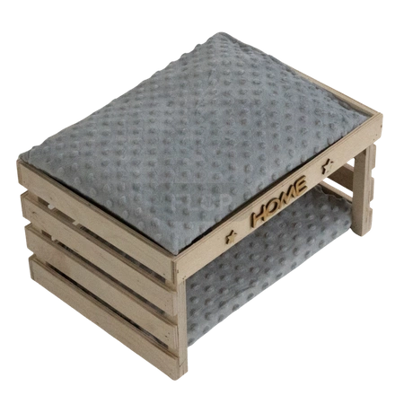 2 Etagen-Schachtelhaus mit grauen Kissen für Kleintiere XXL