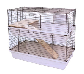 Doppelkäfig 100 x 55x 93cm - graue Schalen, schwarze Gitter