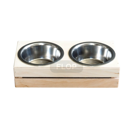 Esstisch aus Holz mit Edelstahlnäpfen 2x220ml für Kleintiere
