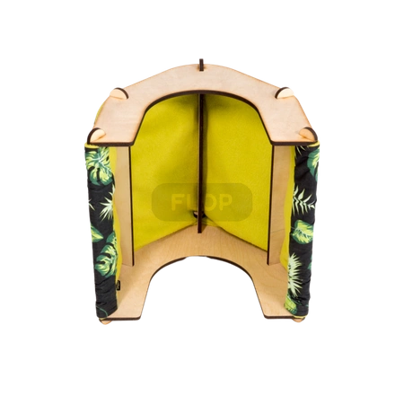 Zelt mit Textilbezug für Kleintiere - Blätter auf schwarzem Hintergrund