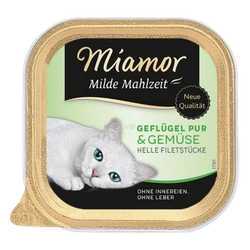 Miamor Milde Mahlzeit Huhn mit Gemüse Katzenfutter - geeignet für Weißbauchigel 100g