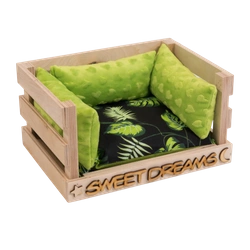 Schachtelhaus und FLOP Mini-Kissen wasserdicht für Kleintiere - Blätter auf schwarzem Hintergrund