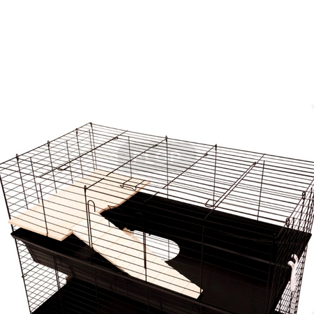 Doppelkäfig 100 x 55 x 93cm - schwarze Schalen, schwarze Gittern