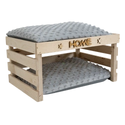 2 Etagen-Schachtelhaus mit grauen Kissen für Kleintiere XXL