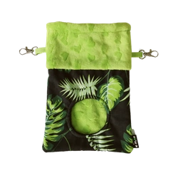 Textiler Heutasche - Blätter auf schwarzem Hintergrund