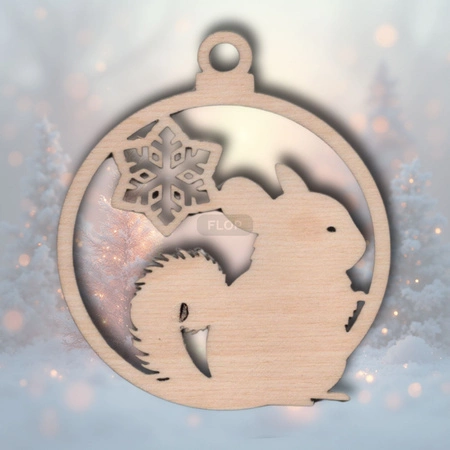 Weihnachtsanhänger mit Chinchilla – Kollektion 2025, aus Birkensperrholz