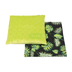 XL Kissen und Dach für großes Haus mit Dach und Hängematte für Kaninchen - Blätter auf schwarzem Hintergrund