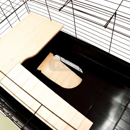 Doppelkäfig 100 x 55 x 93cm - schwarze Schalen, schwarze Gittern