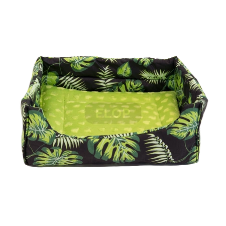 Rechteckiges Kuschelbett mit abnehmbarem, wasserdichtem Kissen - Blätter auf schwarzem Hintergrund XXL