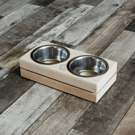 Esstisch aus Holz mit Edelstahlnäpfen 2x220ml für Kleintiere